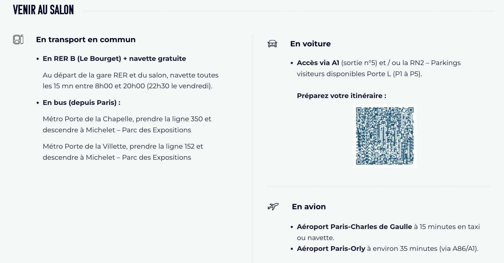 Comment venir au Salon
